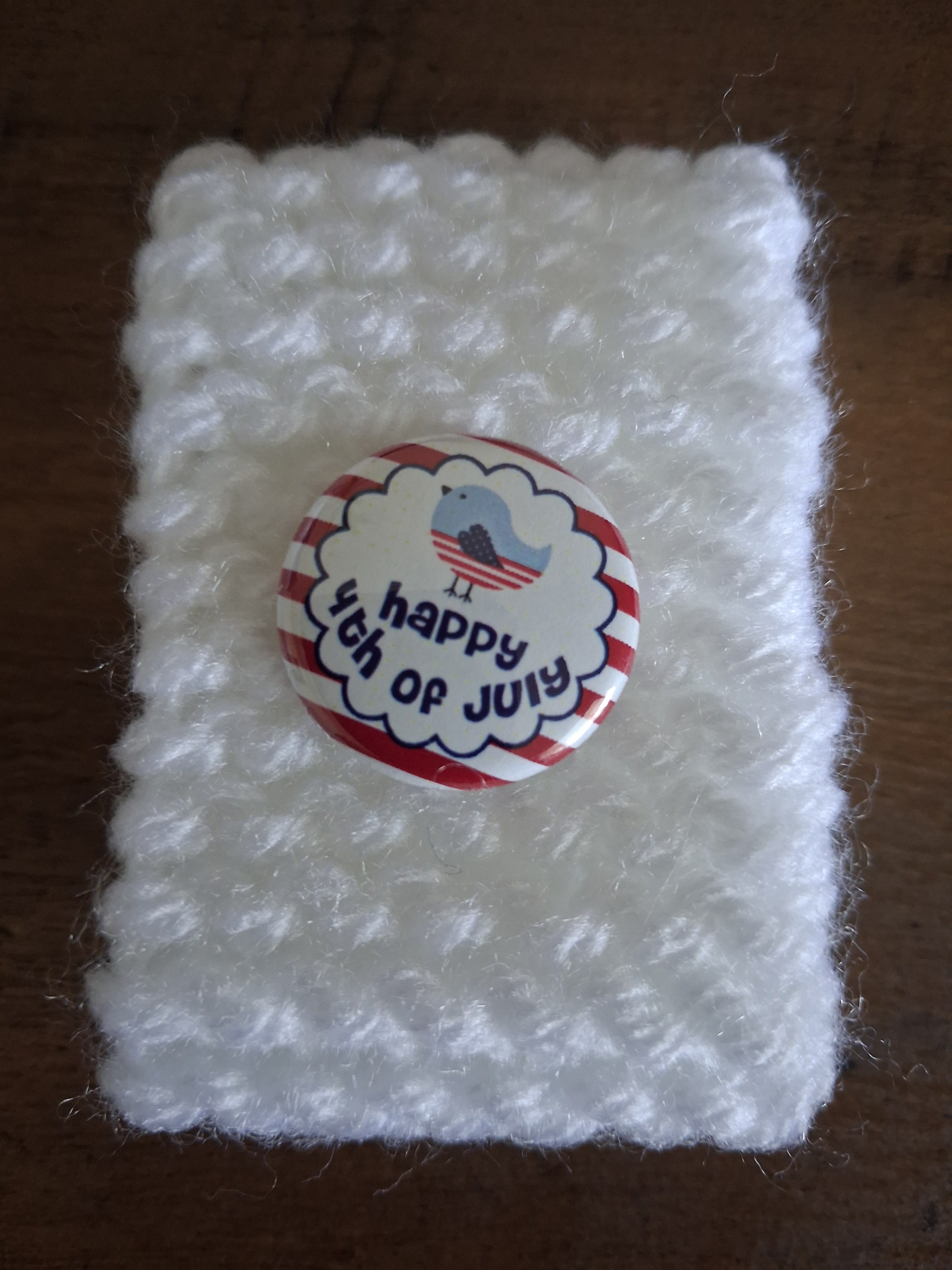 White 4th of July wrist cozy