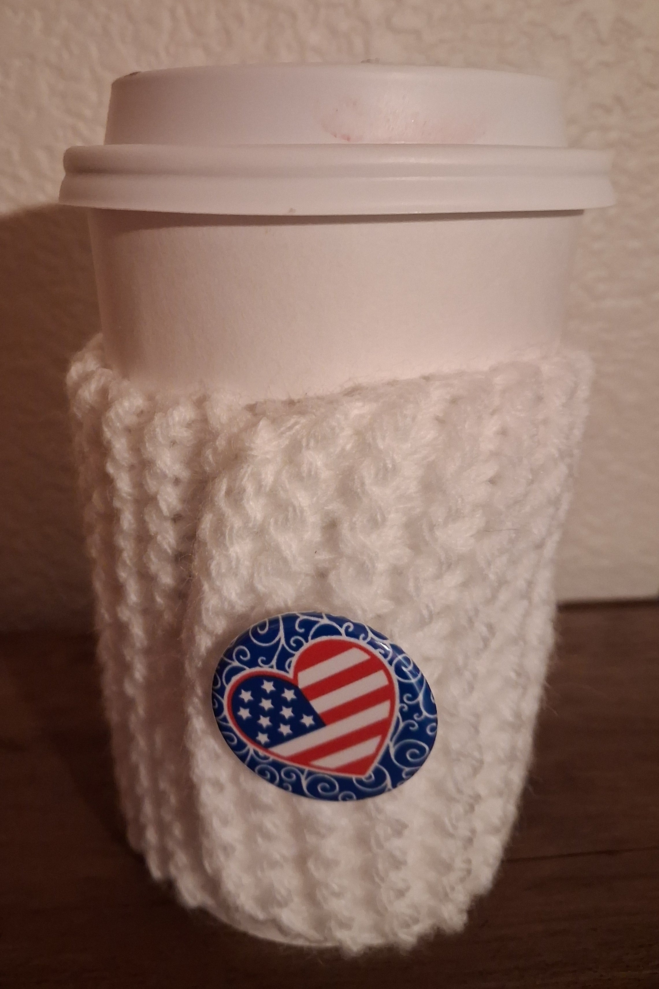 White drink cozy/sleeve