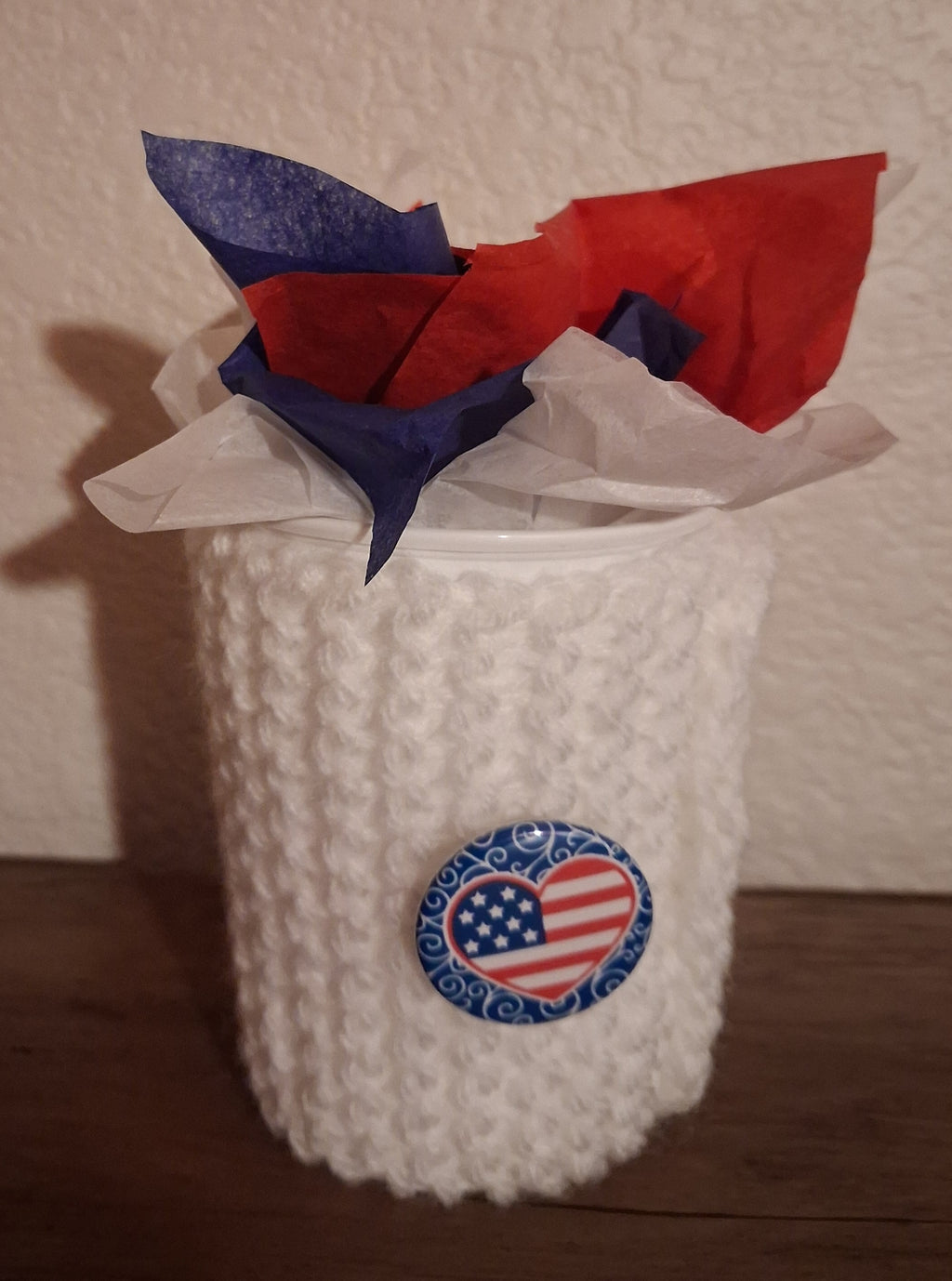 White drink cozy/sleeve